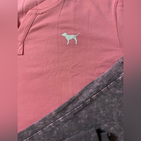 VS Pink NEW Cotton Foldover Flare Leggings And Dreamy Pink Henley Campus Tee NEW - Picture 14 of 15